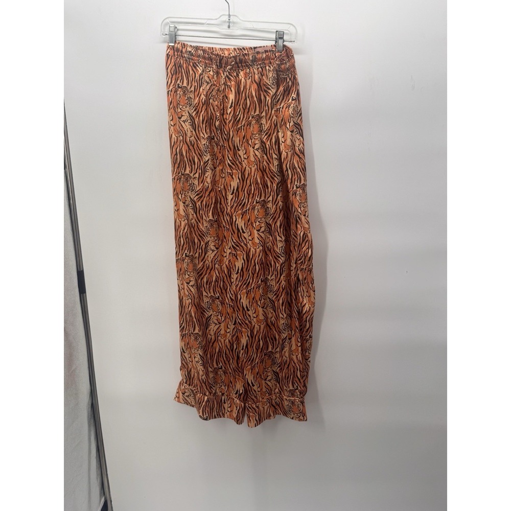 SHOW ME YOUR MUMU Classic PJ Royal Tiger Animal Print Silky Pants Size Large EUC